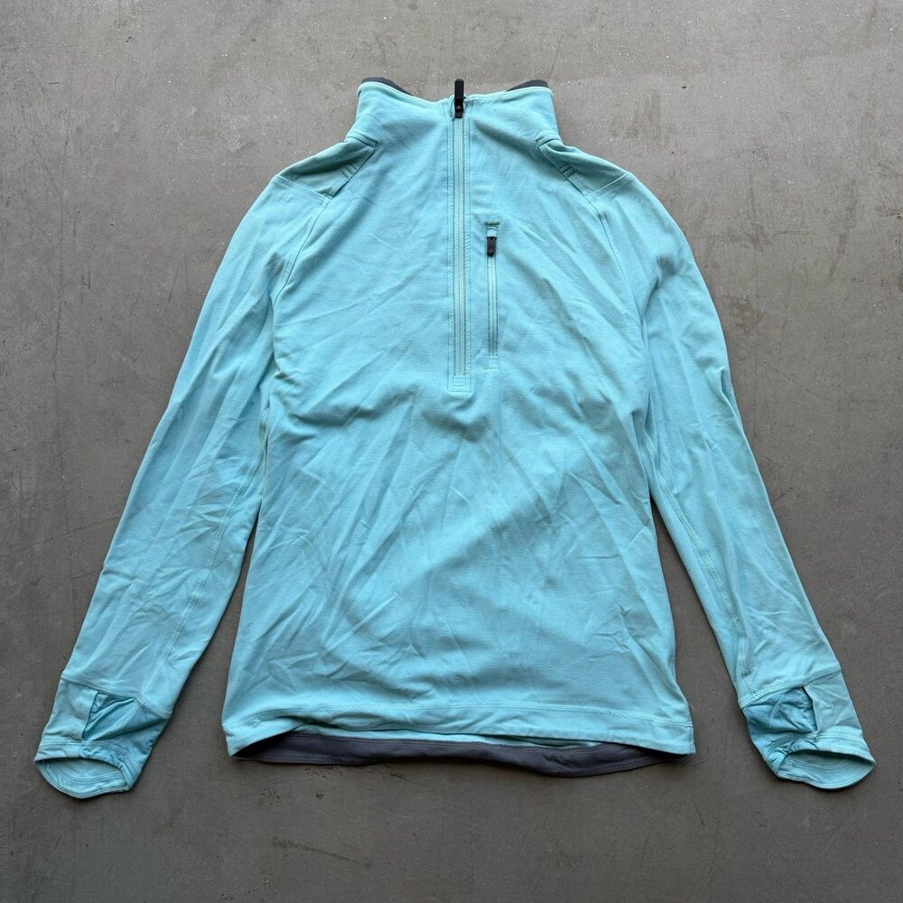 Lululemon 1/2 Zip Pullover Womens S Blue Thumbholes Sweater Pocket Stand Collar